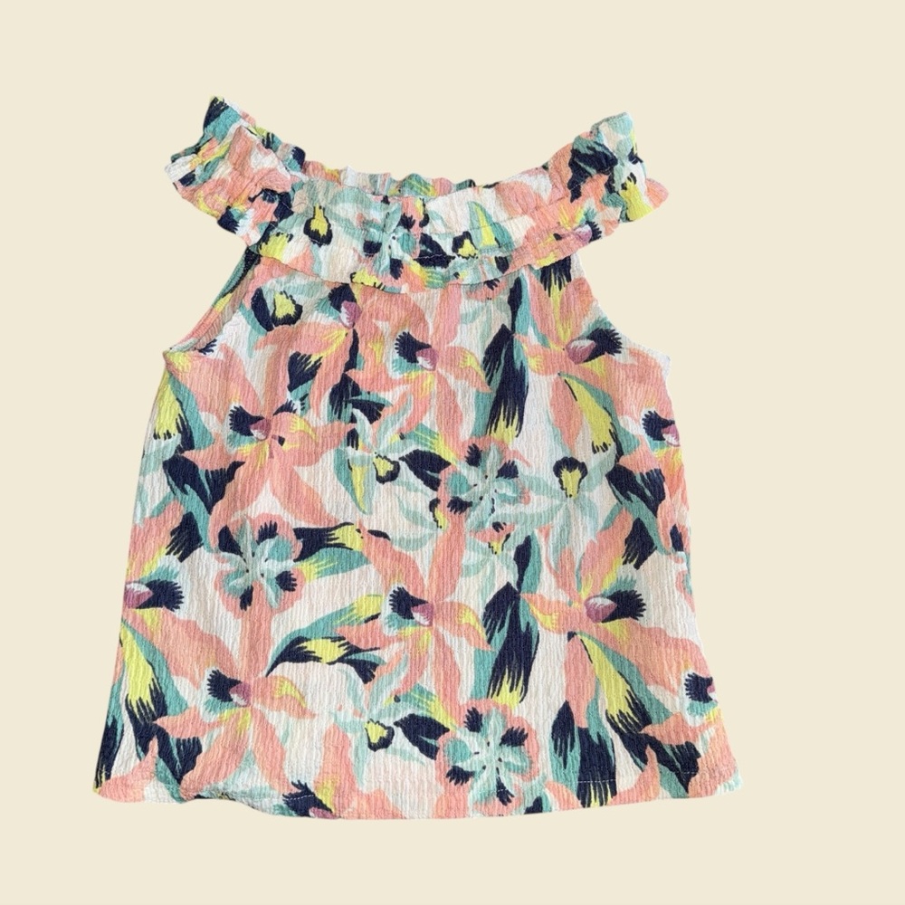 Jessica Simpson Kids Floral Ruffle Blouse - Pink, Blue, Yellow